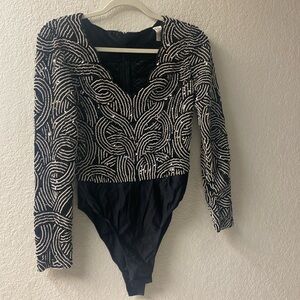 Small sequins and beaded top bodysuit